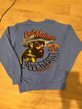Post Malone Graphic Light Blue Crewneck Sweatshirt
